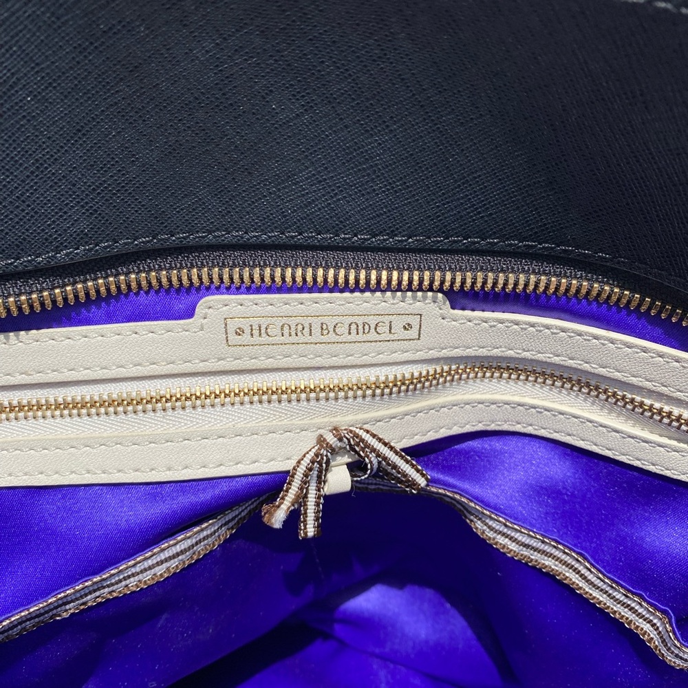 Henri Bendel Diaper Bag great work bag for laptop black leather purple interior - Picture 8 of 8